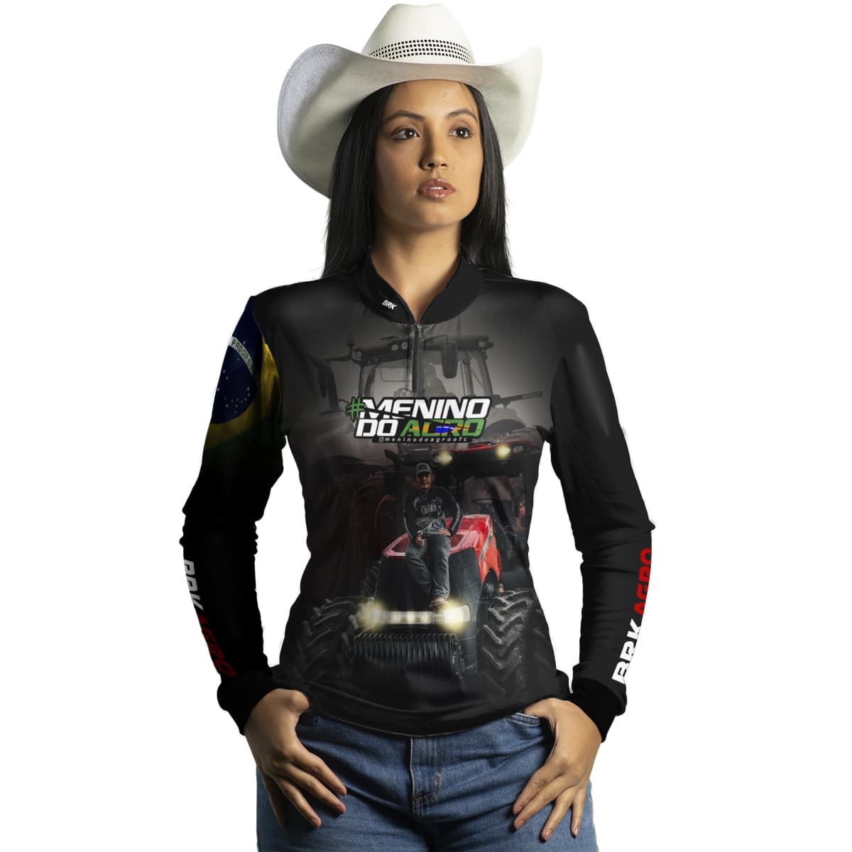 Camisa Agro Brk Menino do Agro Trator Vermelho com Proteção Solar UV50+