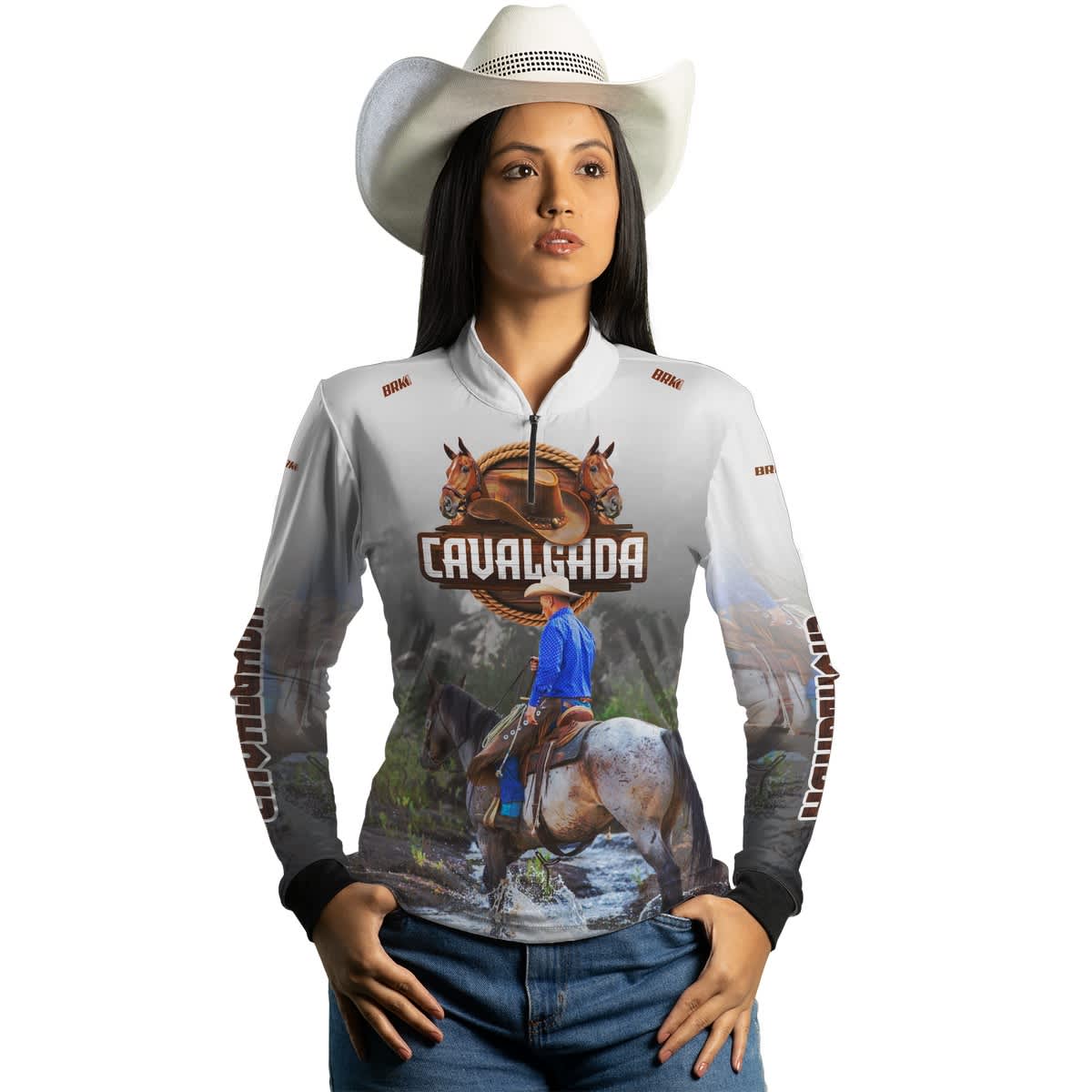 Camisa Agro Brk Cavalgada Branca com Proteção Solar UV50+