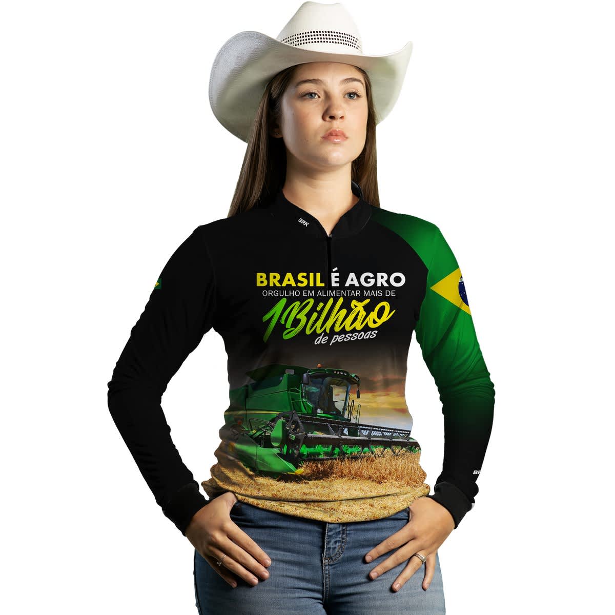 Camisa Agro Feminina Brk Agro é Bilhão com Proteção Solar UV50+