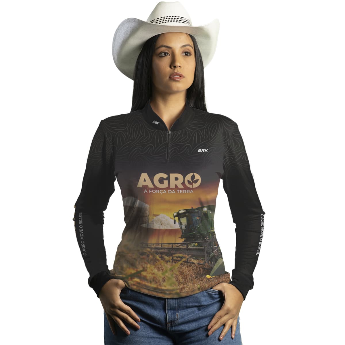 Camisa Agro Brk Plantação de Arroz com Proteção Solar UV50+
