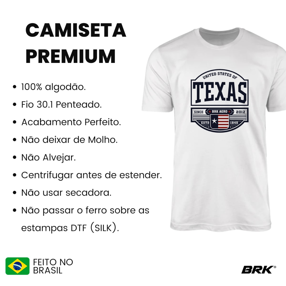 Camiseta Agro Brk States of Texas com Algodão Premium