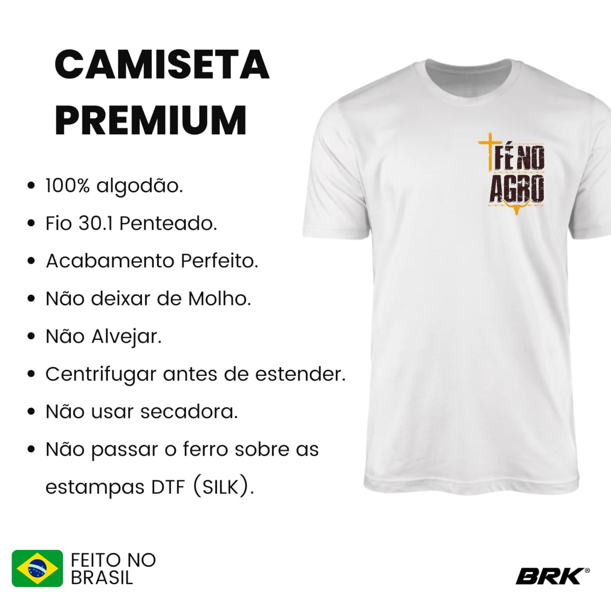 Camiseta Agro Brk Fé no Agro com Algodão Premium