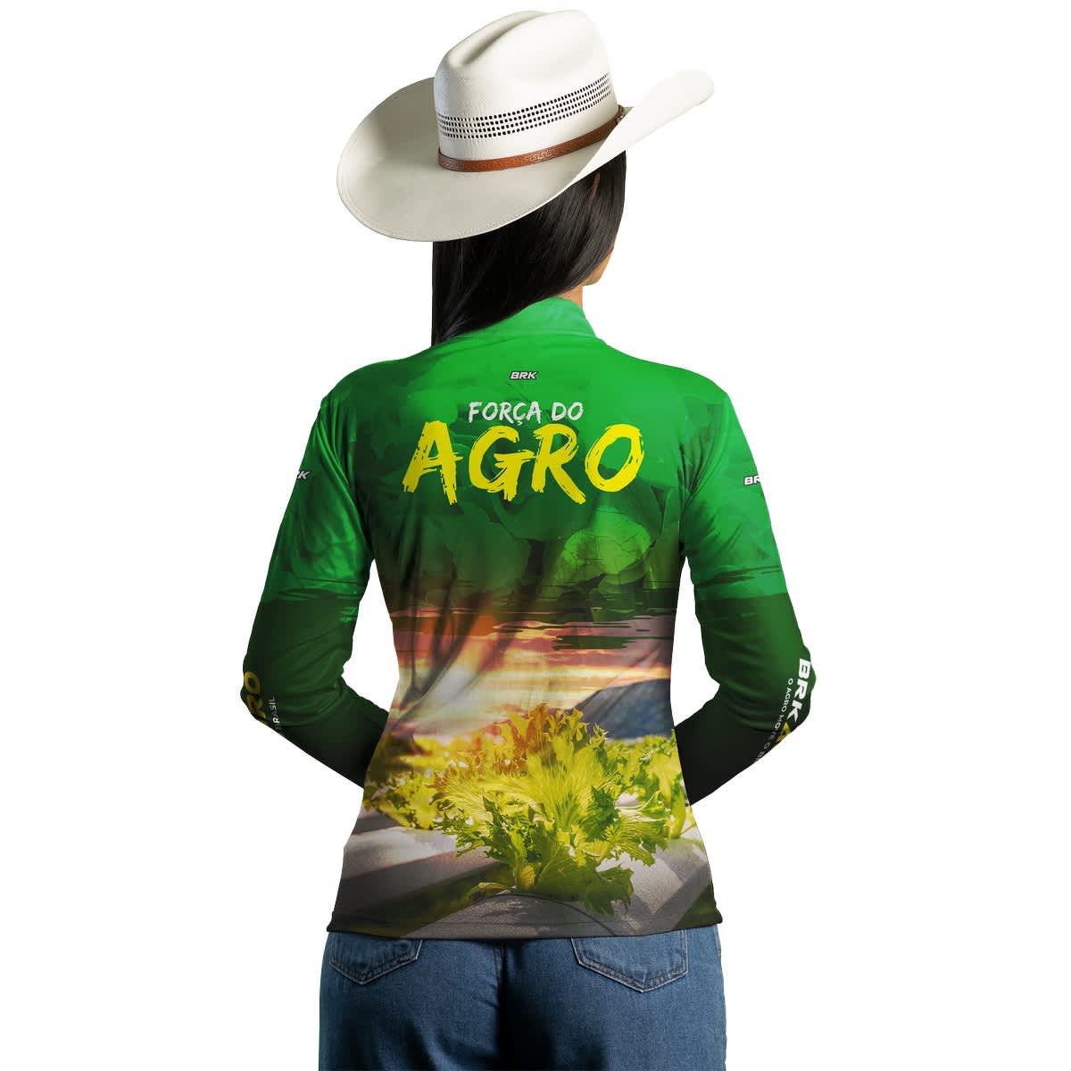 Camisa Agro Brk Força do Agro Hidroponia Alface com Proteção Solar UV50+