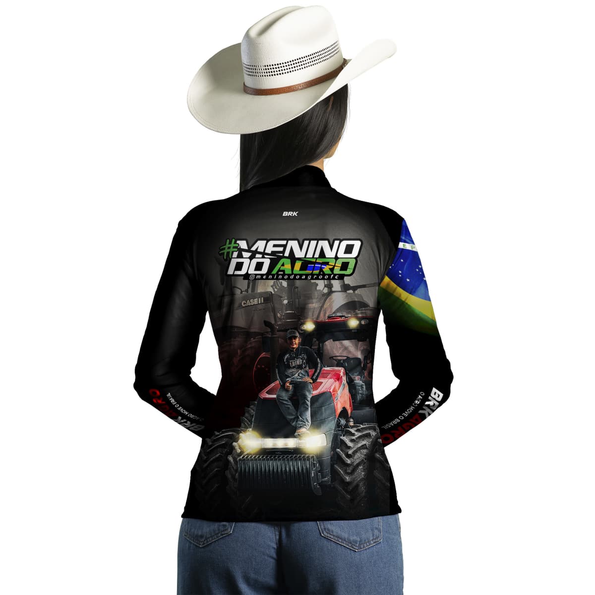 Camisa Agro Brk Menino do Agro Trator Vermelho com Proteção Solar UV50+