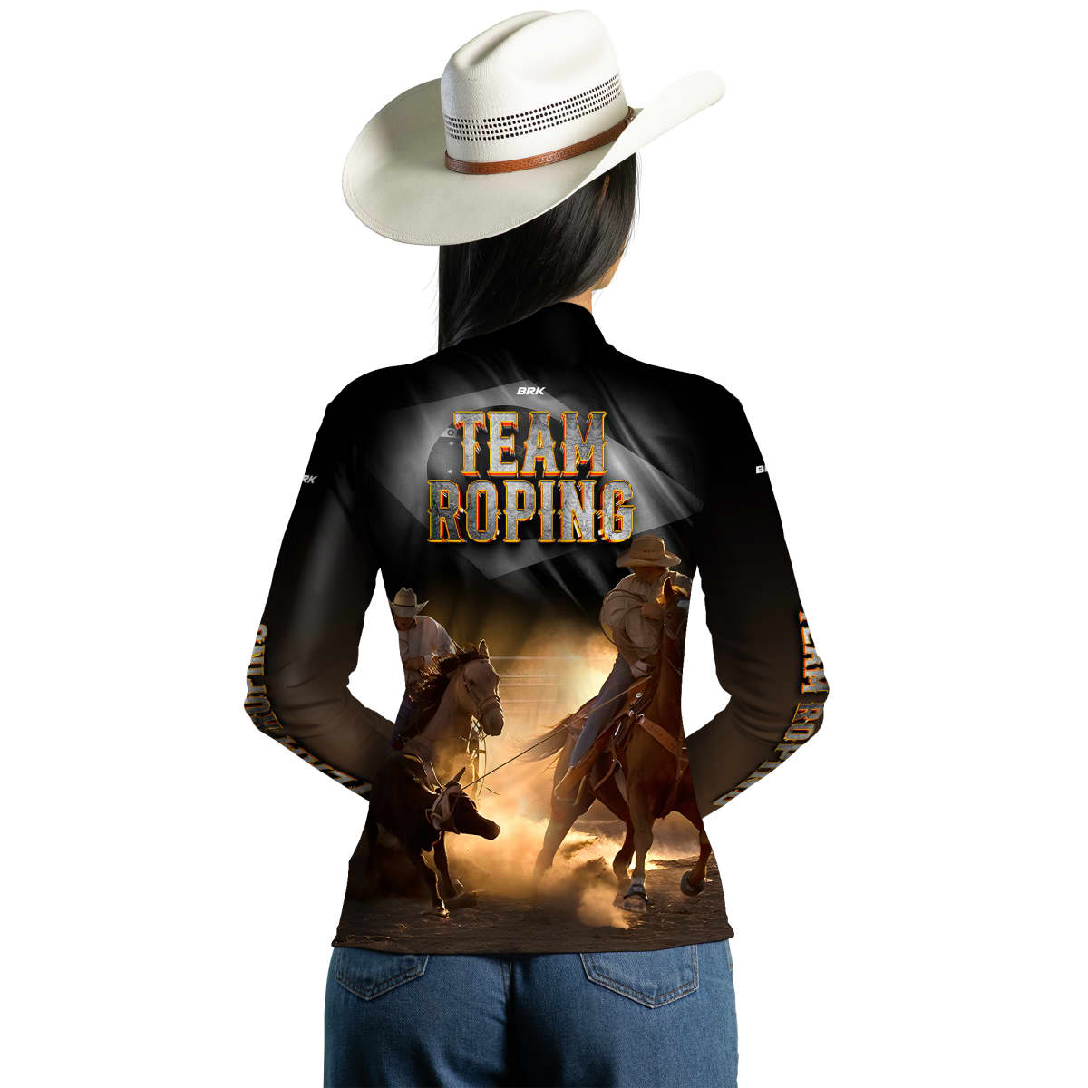 Camisa Agro Brk Team Roping Preto com Proteção Solar UV50+