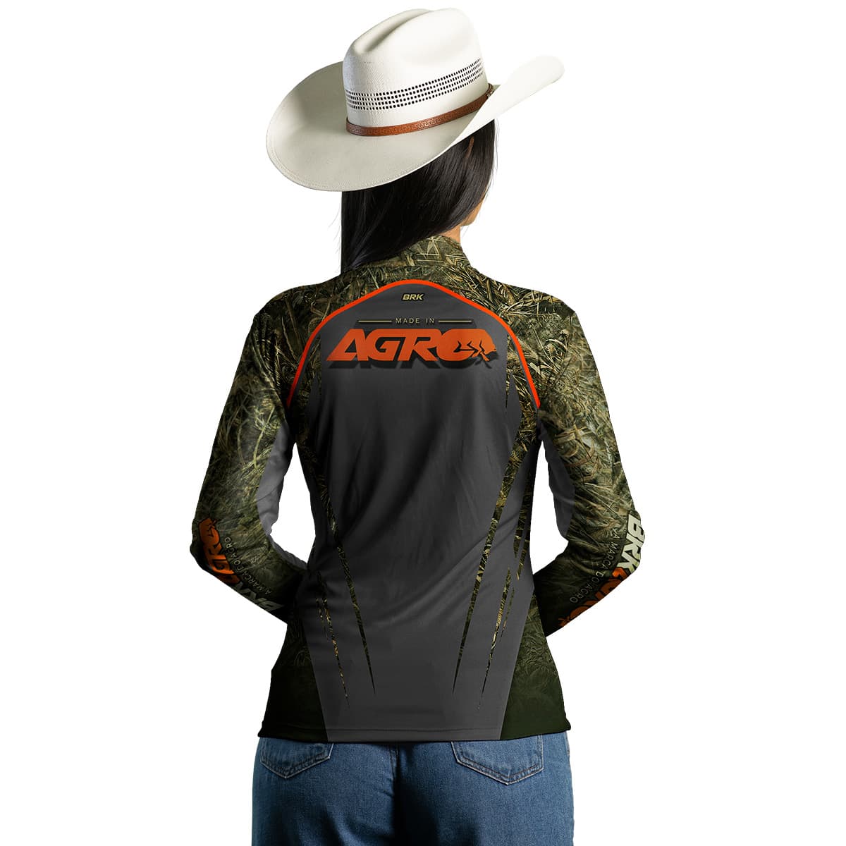 Camisa Agro Feminina Brk Camuflado Real Tree com Proteção Solar UV50+