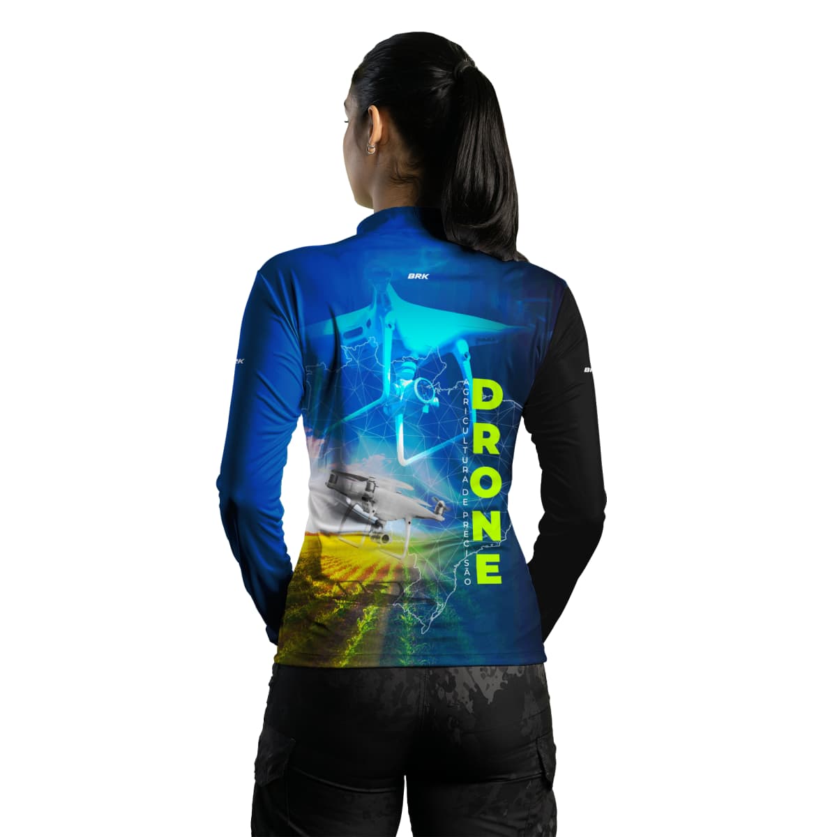 Camisa Agro Brk Azul Drone Agricultura de Precisão com Proteção Solar UV50+