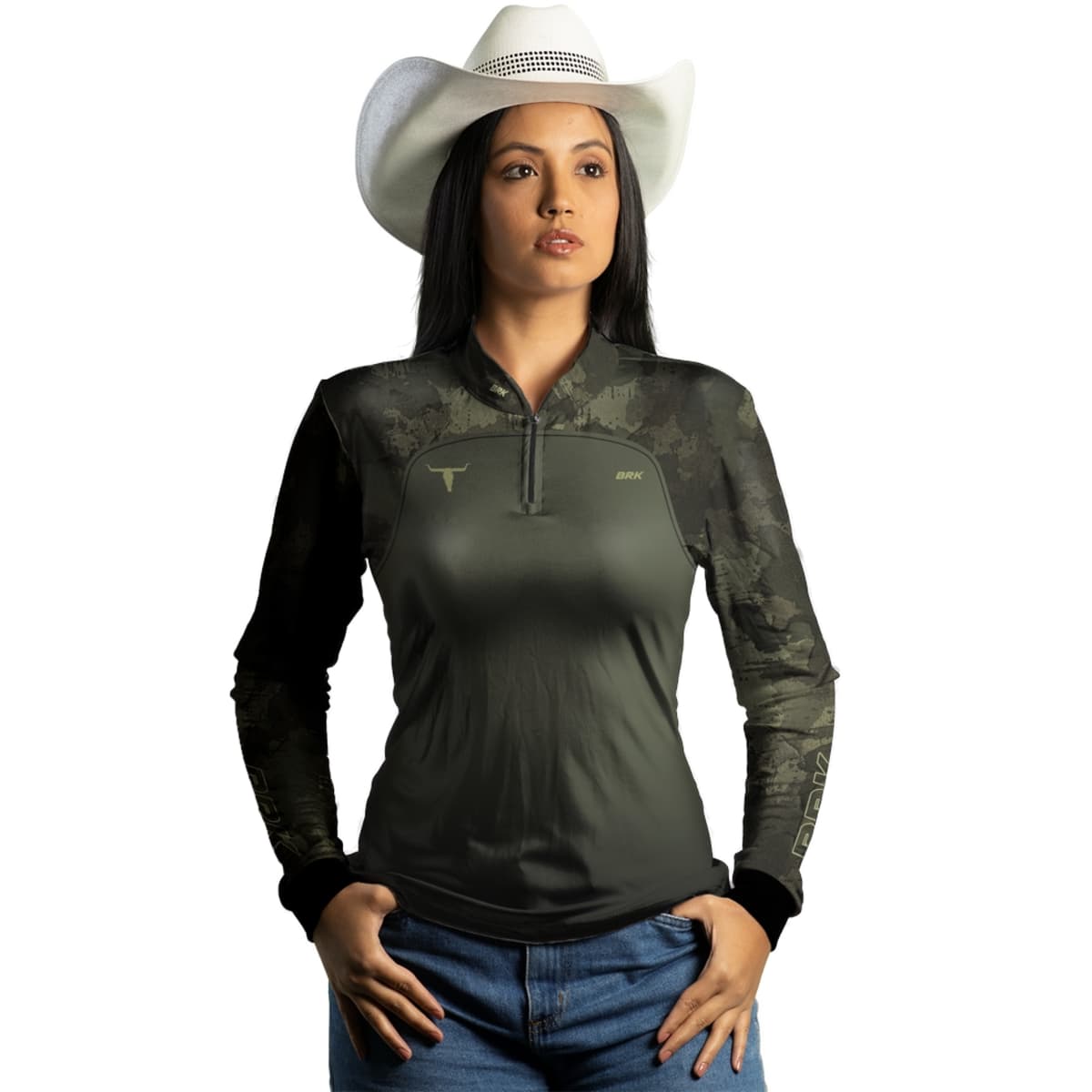 Camisa Agro Brk Camu Verde Long Horn com Proteção Solar UV50+