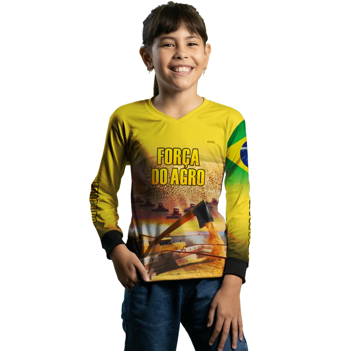 Camisa Agro Brk Produtor de Soja Amarela com Proteção Solar UV50+