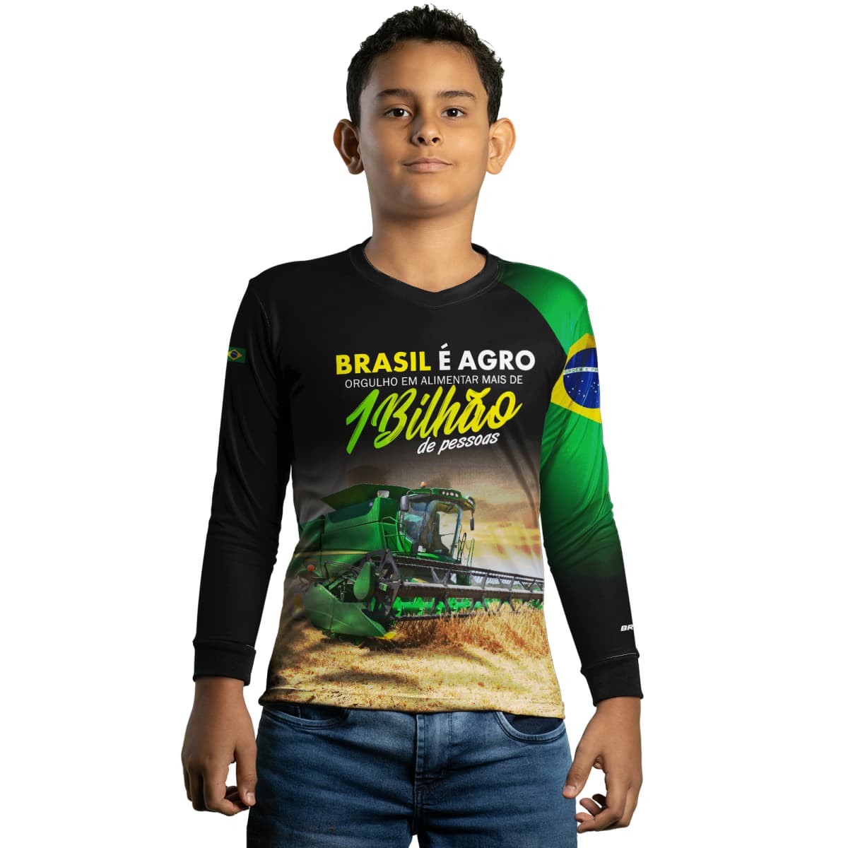 Camisa Infantil Agro Brk Agro é Bilhão com Proteção Solar UV50+