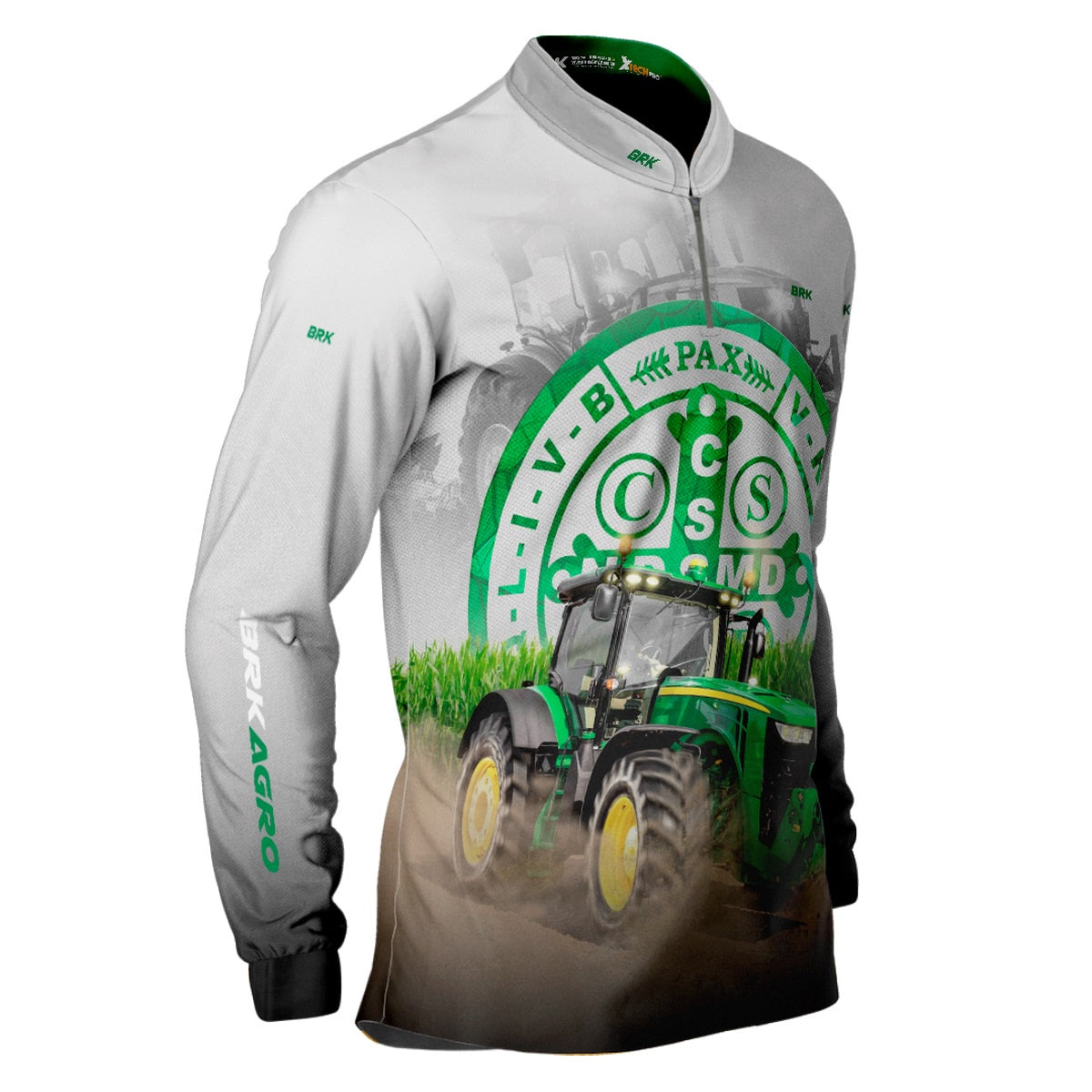 Camisa Agro Brk Trator São Bento Branca com Proteção Solar UV50+