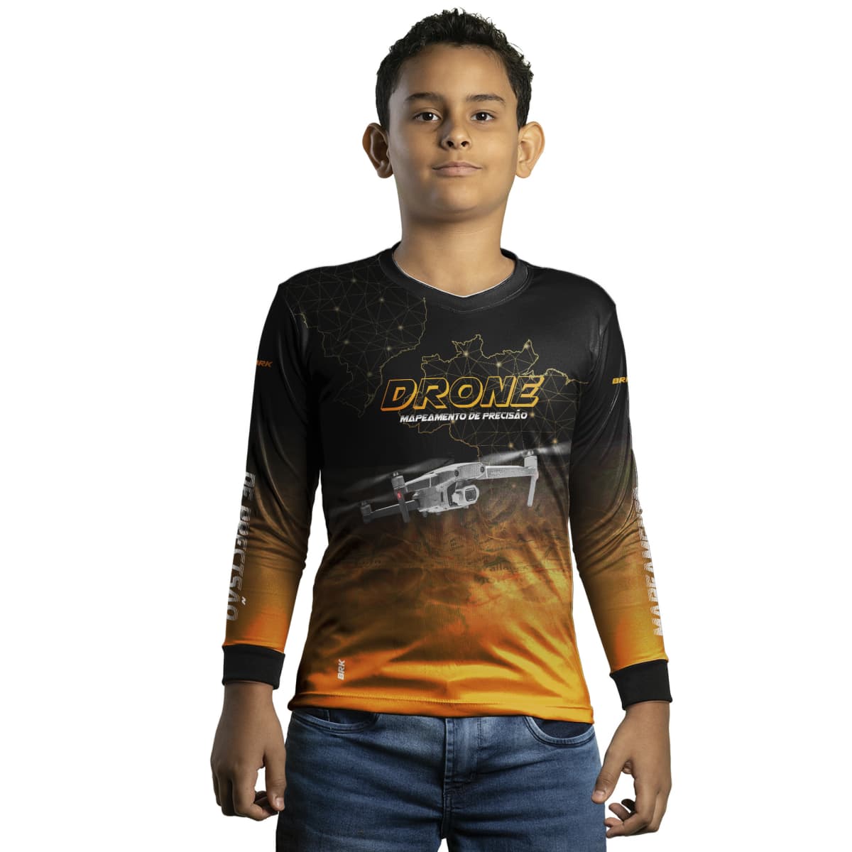 Camisa Agro Brk Drone Mapeamento DJI Laranja com Proteção Solar UV50+