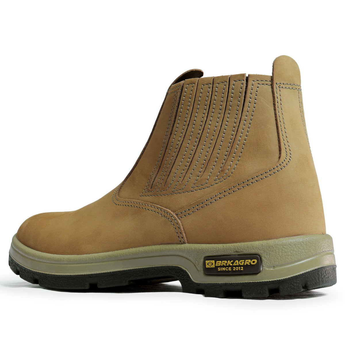 Bota de couro bege BRKAGRO com solado antiderrapante e costuras reforçadas