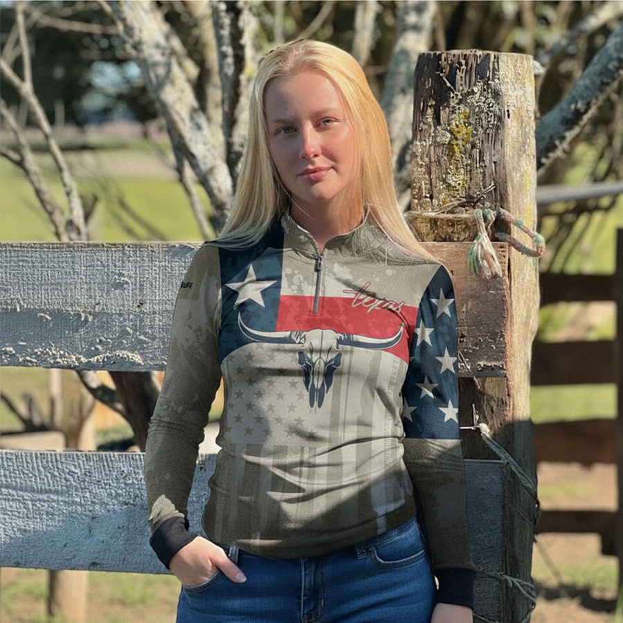 Camisa Agro Feminina Brk Texas Long Horn com Proteção UV50+