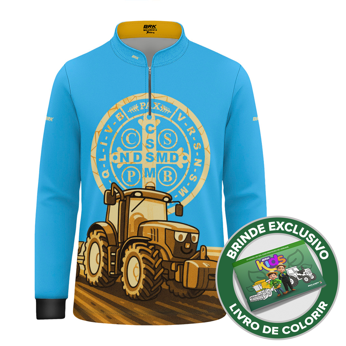 Camisa Agro Kids Brk Medalha de São Bento com Proteção UV50 + Brinde