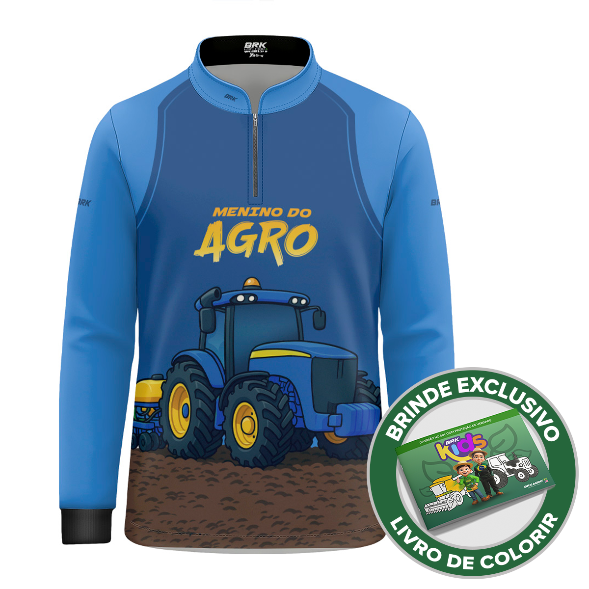 Camisa Agro Kids Brk Azul Menino do Agro com Proteção UV50 + Brinde