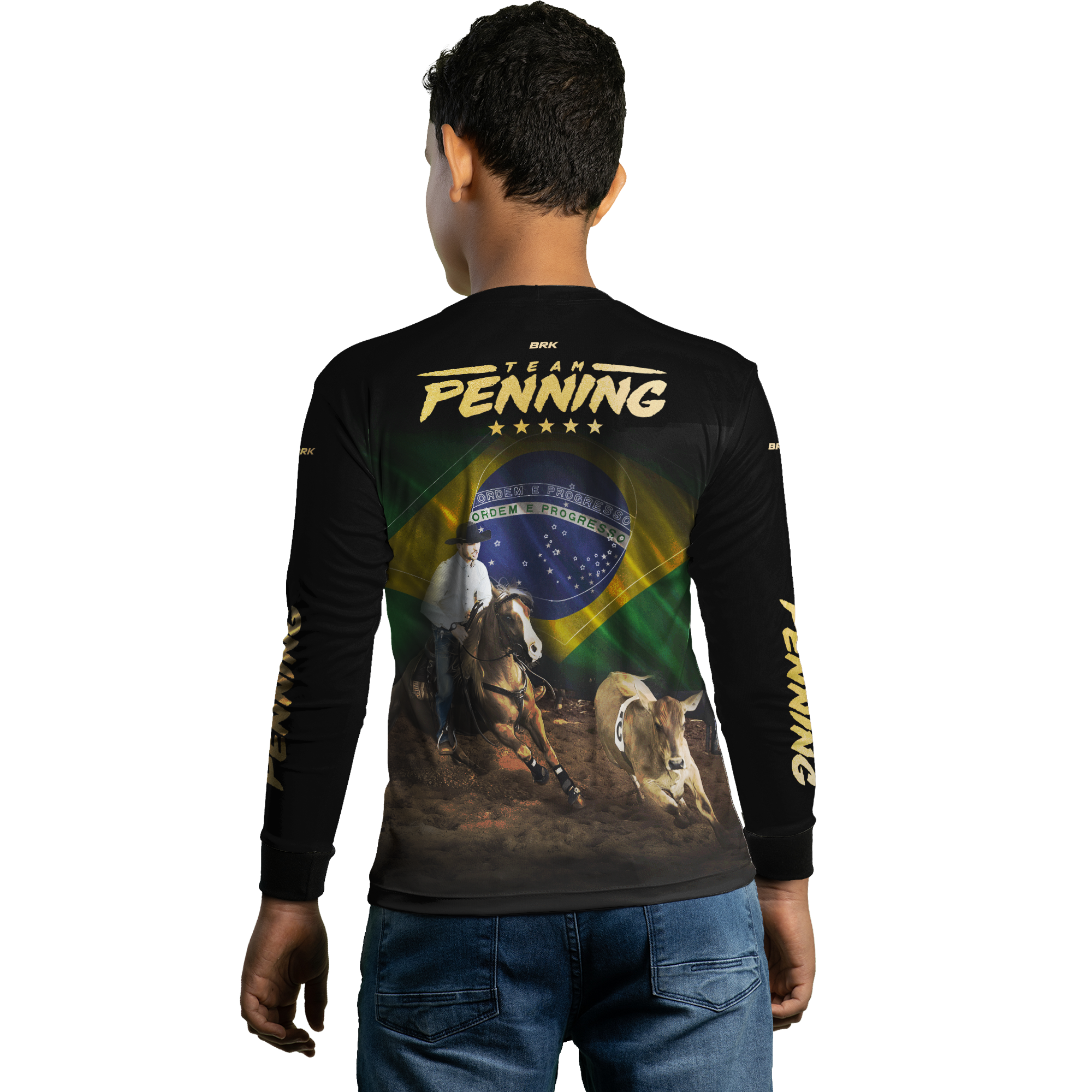 Camisa Agro Brk Team Penning Dourado com Proteção Solar UV50+