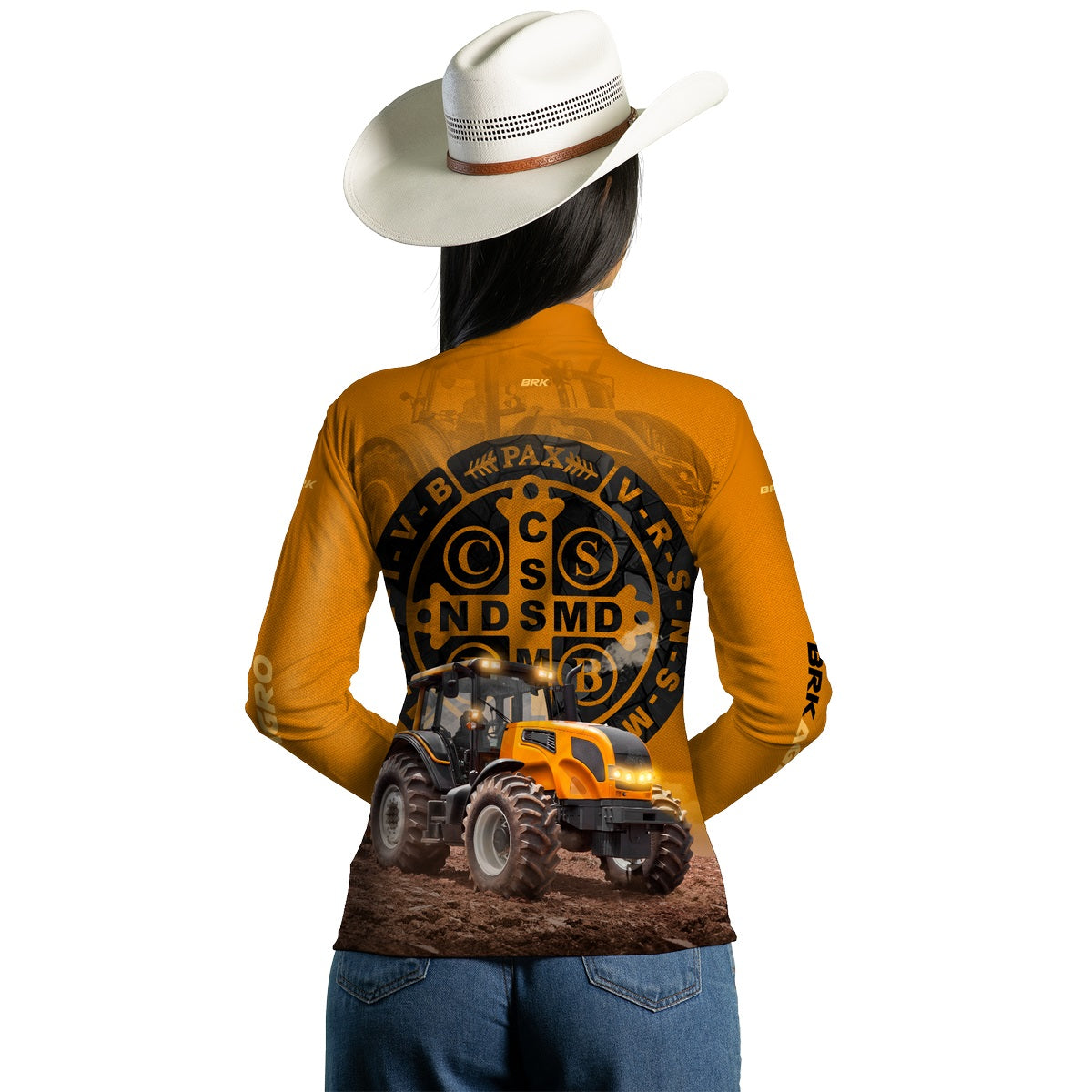 Camisa Agro Brk Trator São Bento Laranja com Proteção Solar UV50+