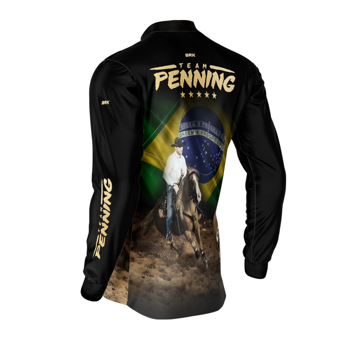 Camisa Agro Brk Team Penning Dourado com Proteção Solar UV50+