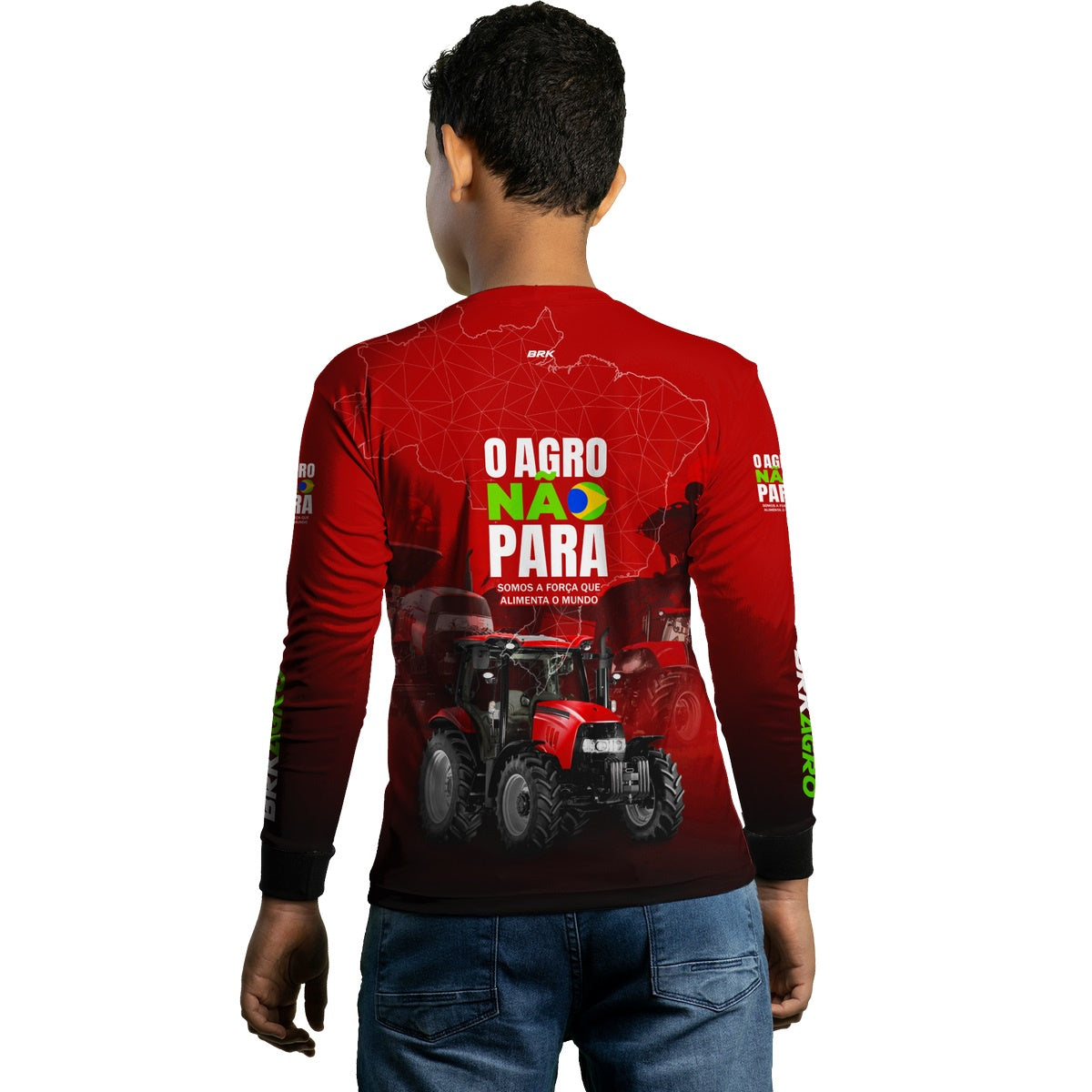 Camisa Agro Brk Vermelha O Agro Não Para com Proteção Solar UV50+