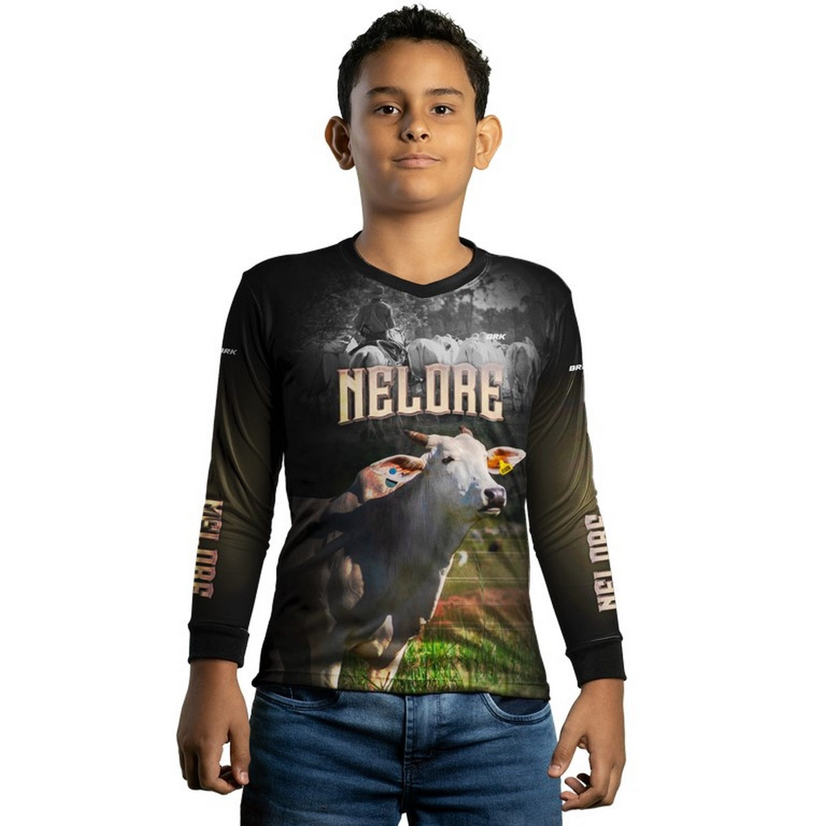 Camisa Infantil Brk Agro Raça Nelore com Proteção Solar UV50+
