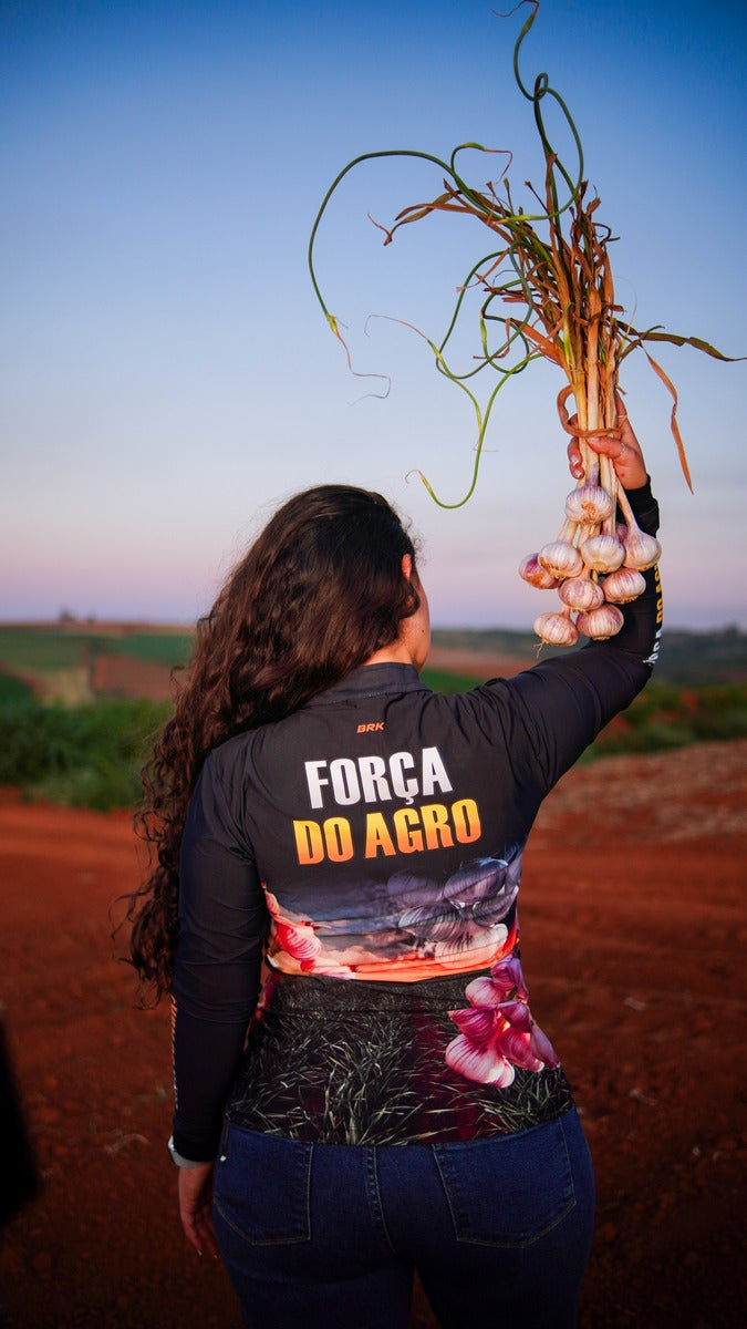 Camisa Agro Feminina Brk Produtor de Alho com Proteção Solar UV50+