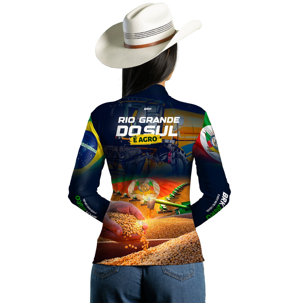 Camisa Agro Feminina Brk Rio Grande do Sul é Agro com Proteção UV50+
