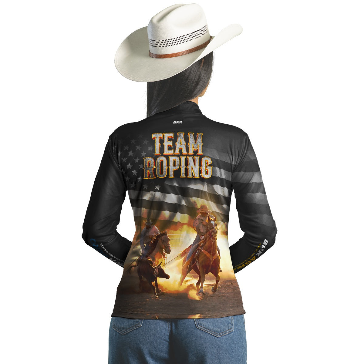 Camisa Agro Brk Team Roping Preta com Proteção Solar UV50+