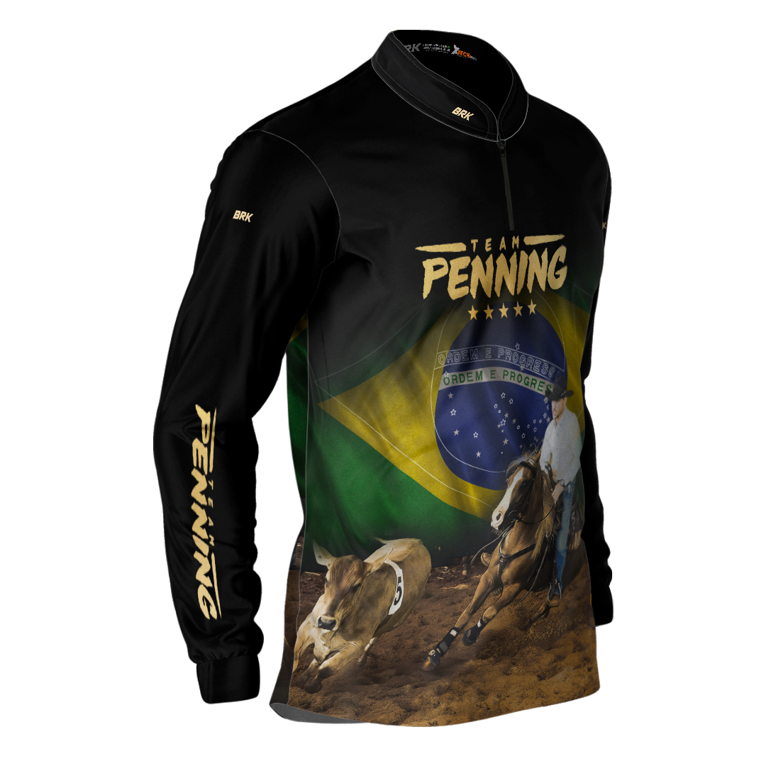 Camisa Agro Brk Team Penning Dourado com Proteção Solar UV50+