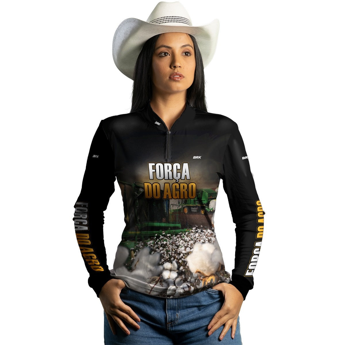 Camisa Agro Brk Algodão Preta com Proteção Solar UV50+