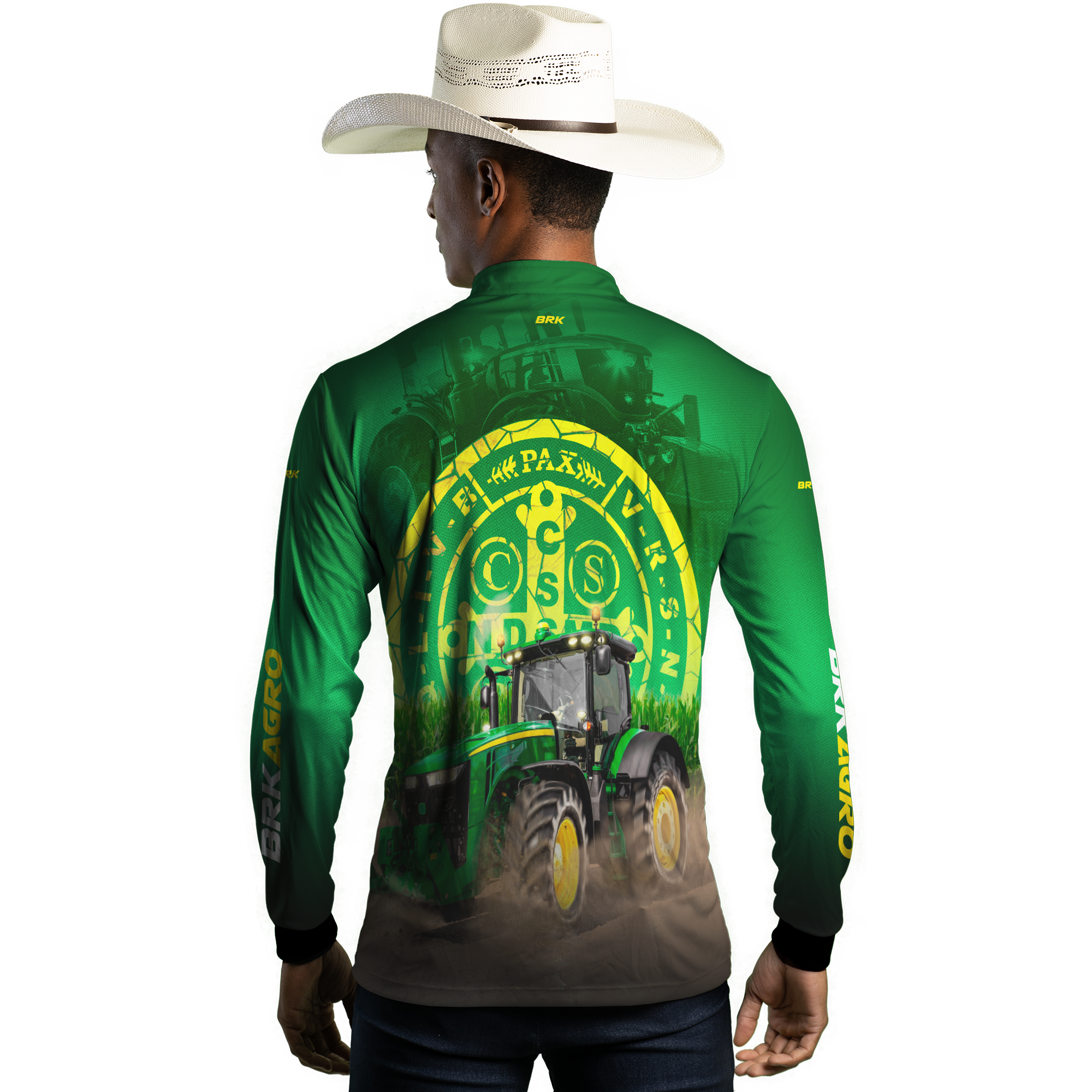 Camisa Agro Brk Trator São Bento Verde com Proteção Solar UV50+