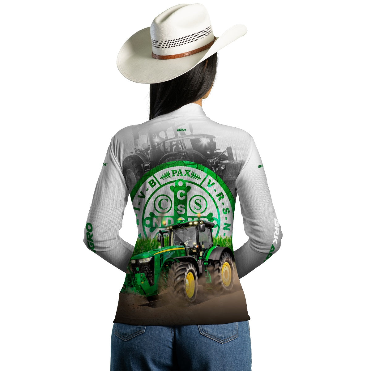 Camisa Agro Brk Trator São Bento Branca com Proteção Solar UV50+