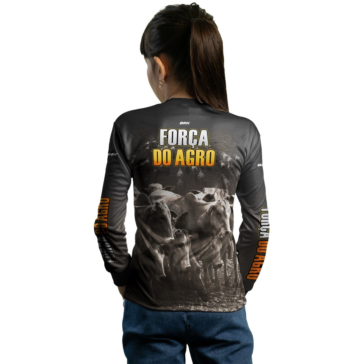 Camisa Infantil Agro Brk Força do Agro Criação de Bovinos com UV50+