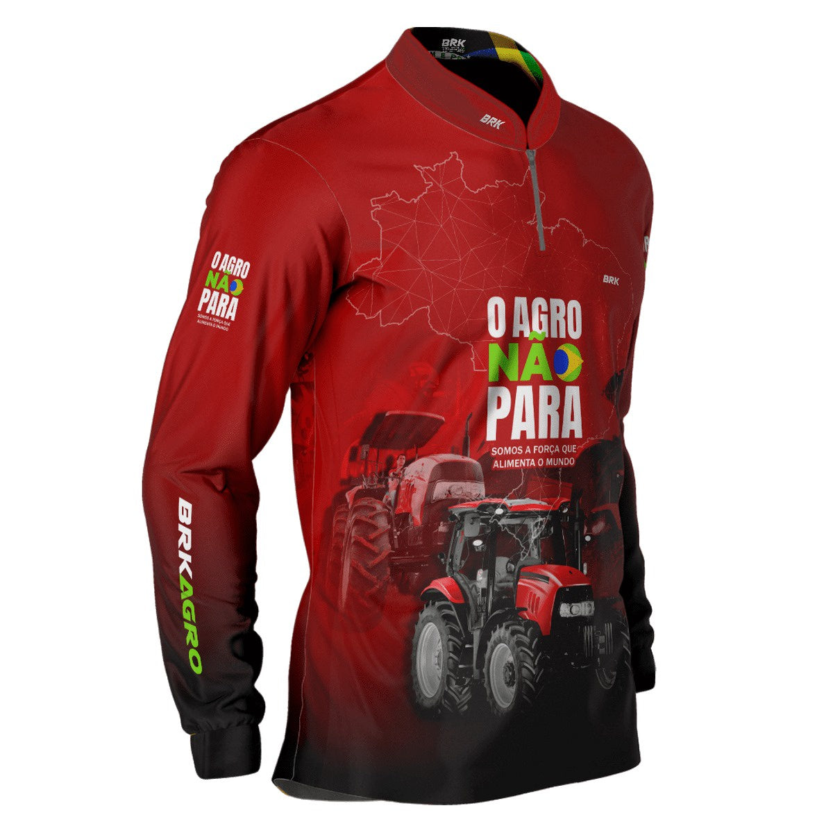 Camisa Agro Brk Vermelha O Agro Não Para com Proteção Solar UV50+