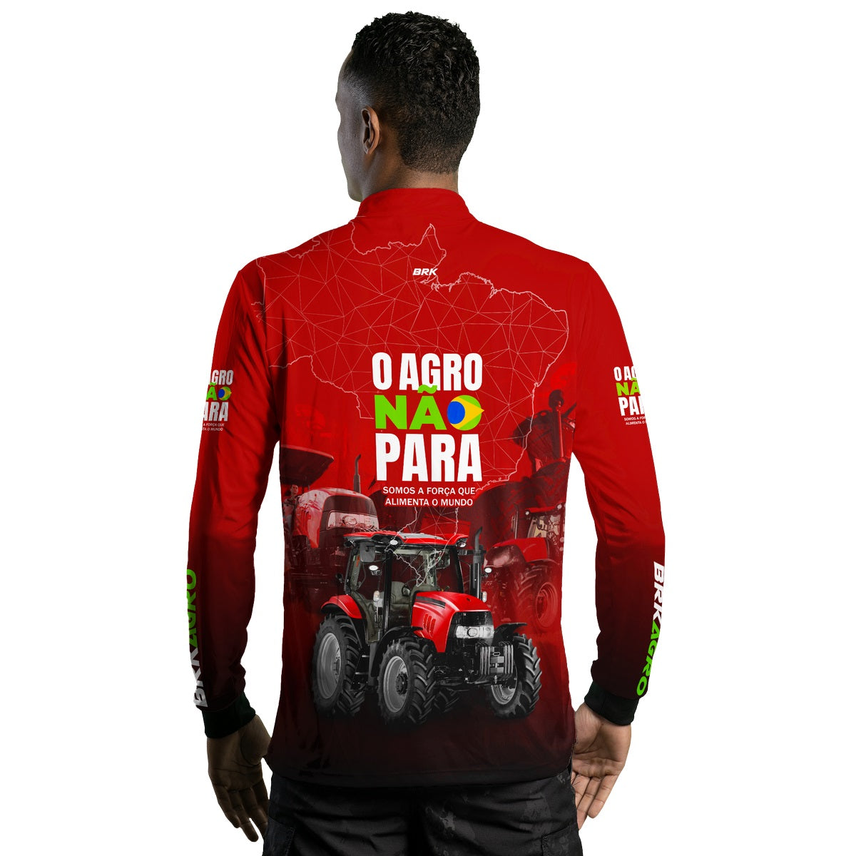 Camisa Agro Brk Vermelha O Agro Não Para com Proteção Solar UV50+