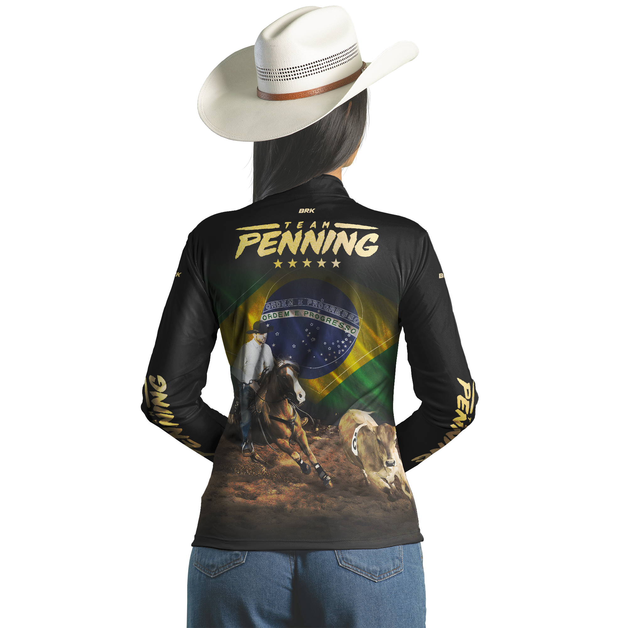 Camisa Agro Brk Team Penning Dourado com Proteção Solar UV50+