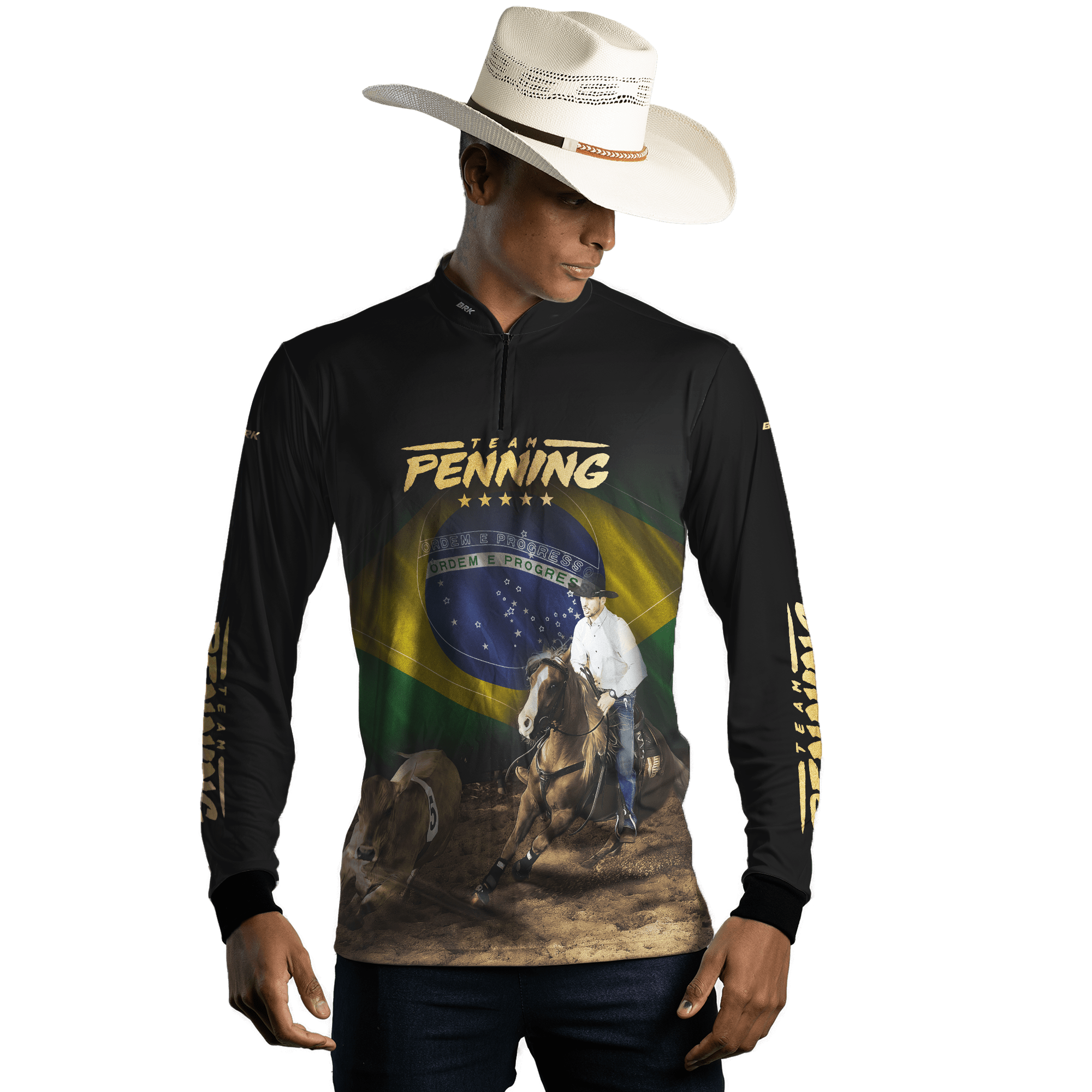 Camisa Agro Brk Team Penning Dourado com Proteção Solar UV50+