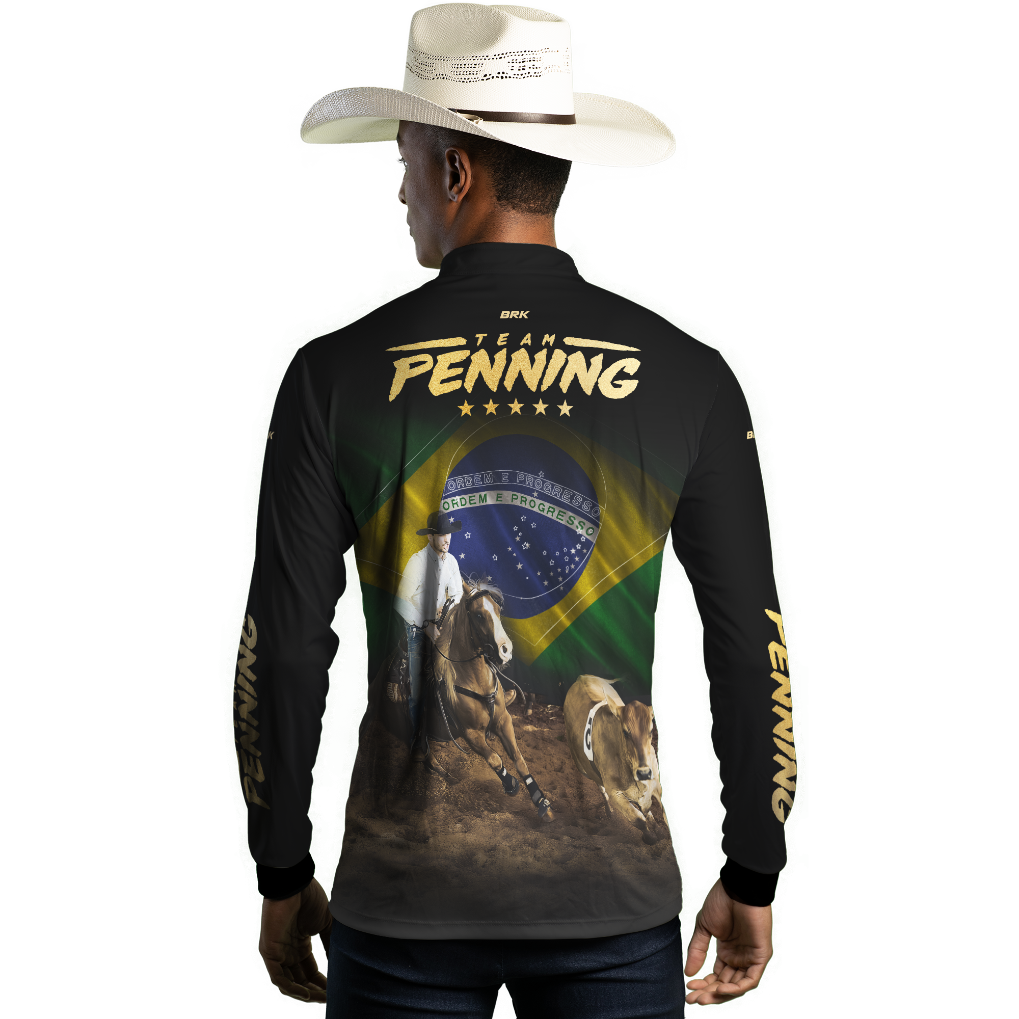Camisa Agro Brk Team Penning Dourado com Proteção Solar UV50+