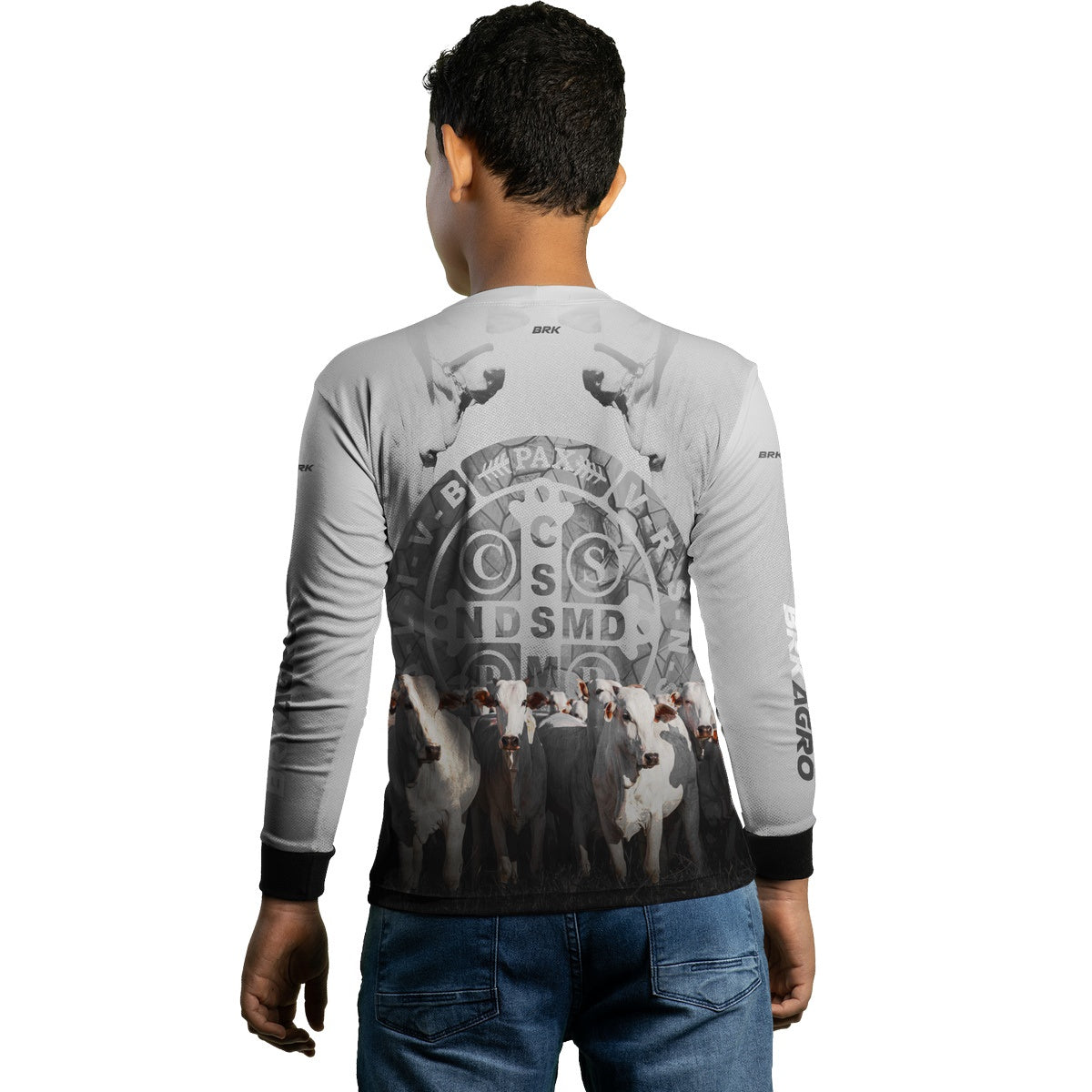 Camisa Infantil Agro Brk Pecuária Branca São Bento com UV50+