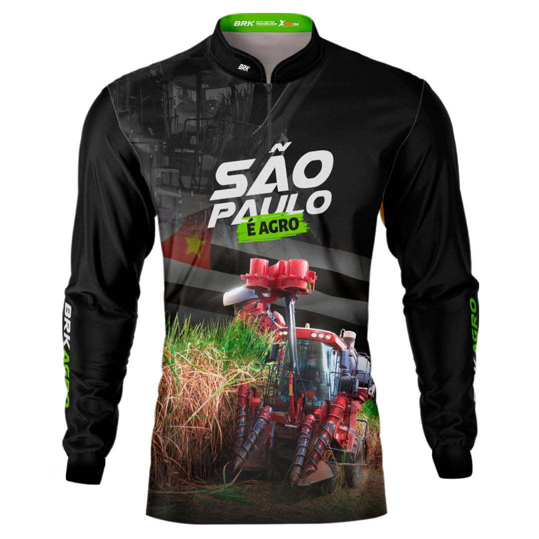 Camisa Agro Brk São Paulo Cana de Açúcar com Proteção Solar UV50+