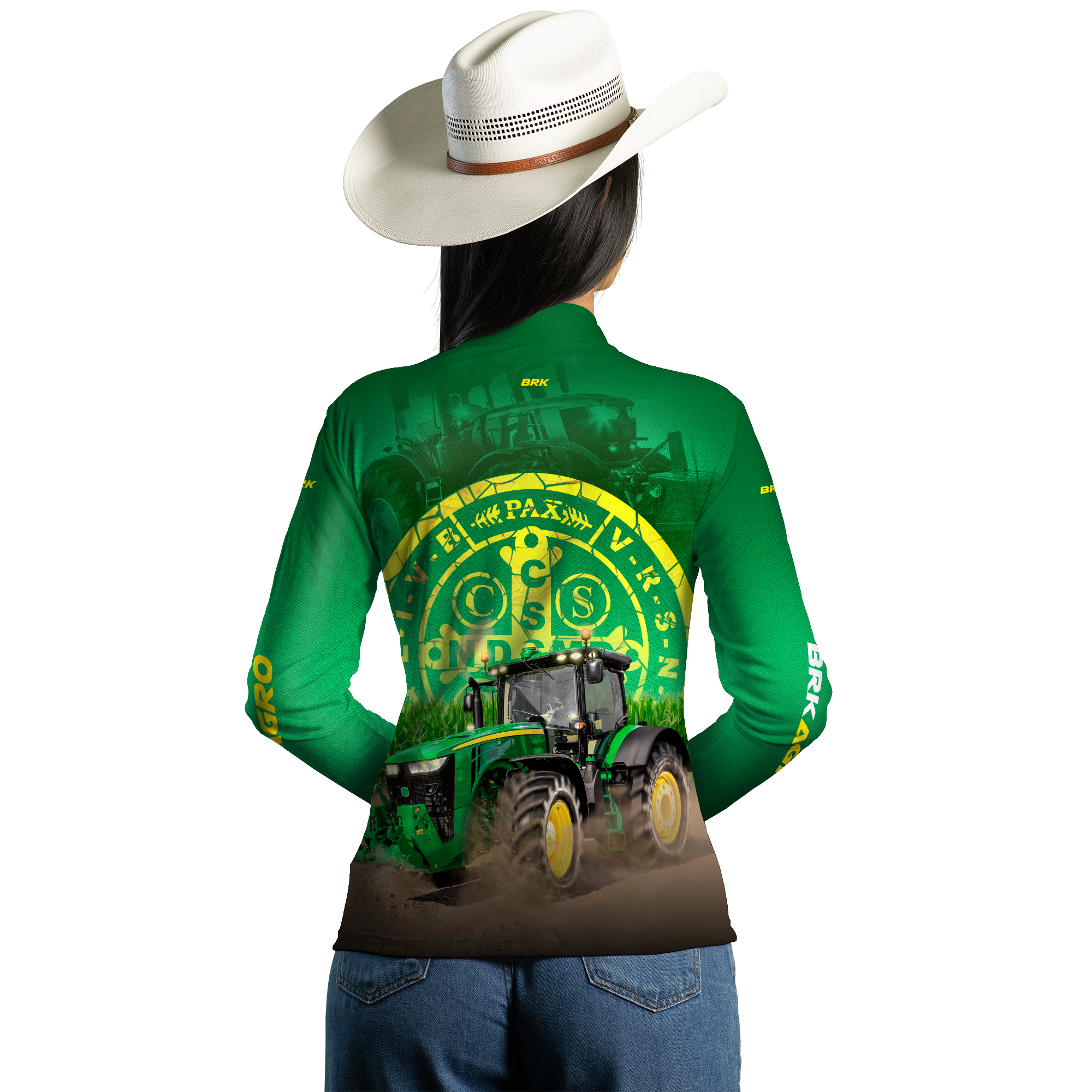 Camisa Agro Brk Trator São Bento Verde com Proteção Solar UV50+