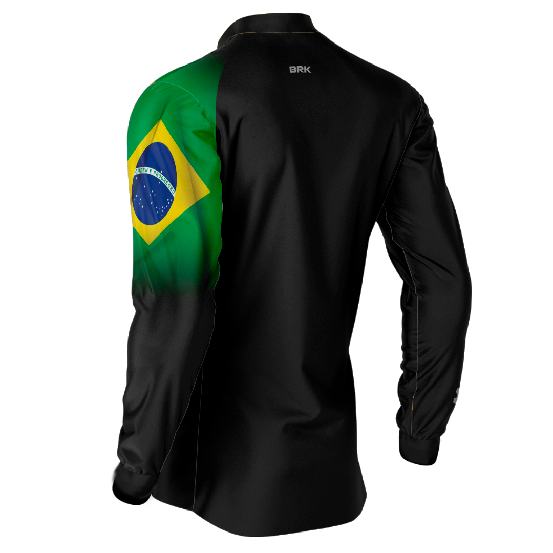 Camisa Agro Brk Preta Engenharia Agrícola com Proteção Solar UV50+