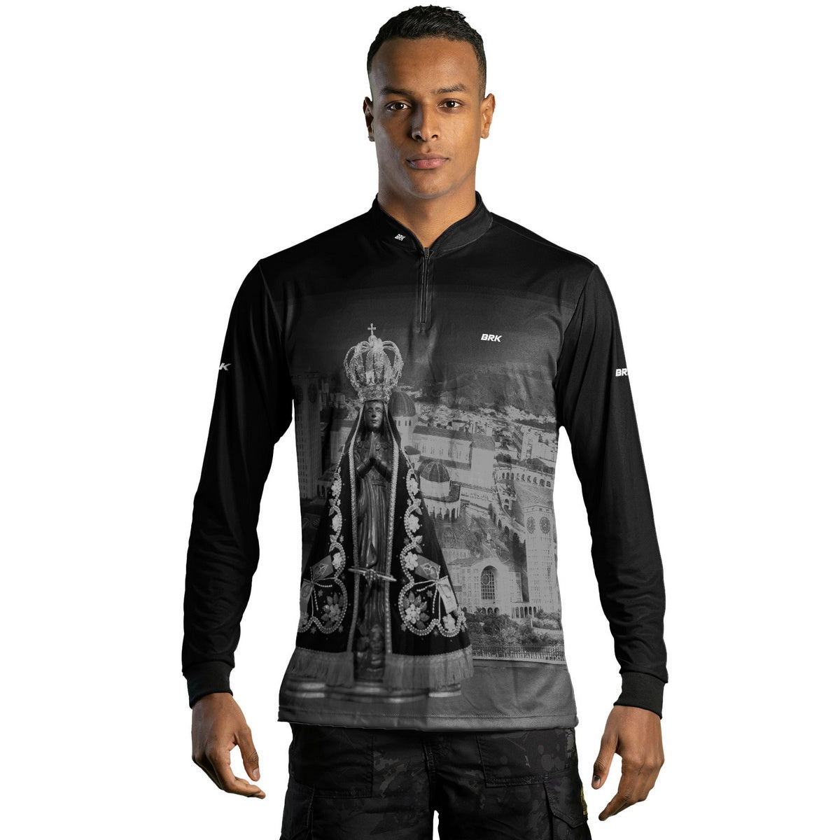 Camisa Agro Brk Preta Nossa Senhora Aparecida com Proteção Solar UV50+