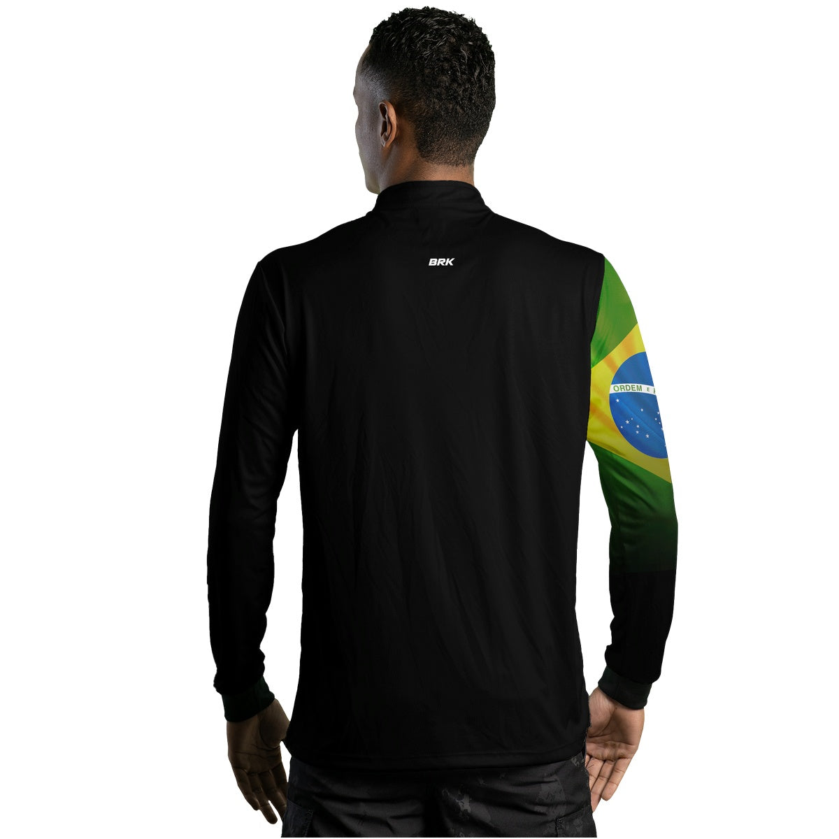 Camisa Agro Brk Preta Bandeira do Brasil com Proteção Solar UV50+
