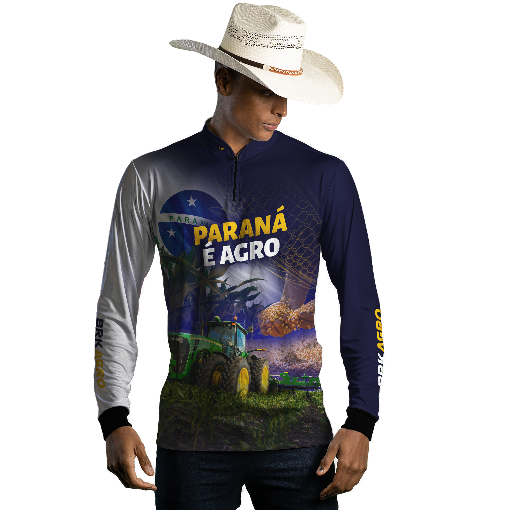Camisa Agro Brk Paraná é Agro Milho e Soja com Proteção Solar UV50+