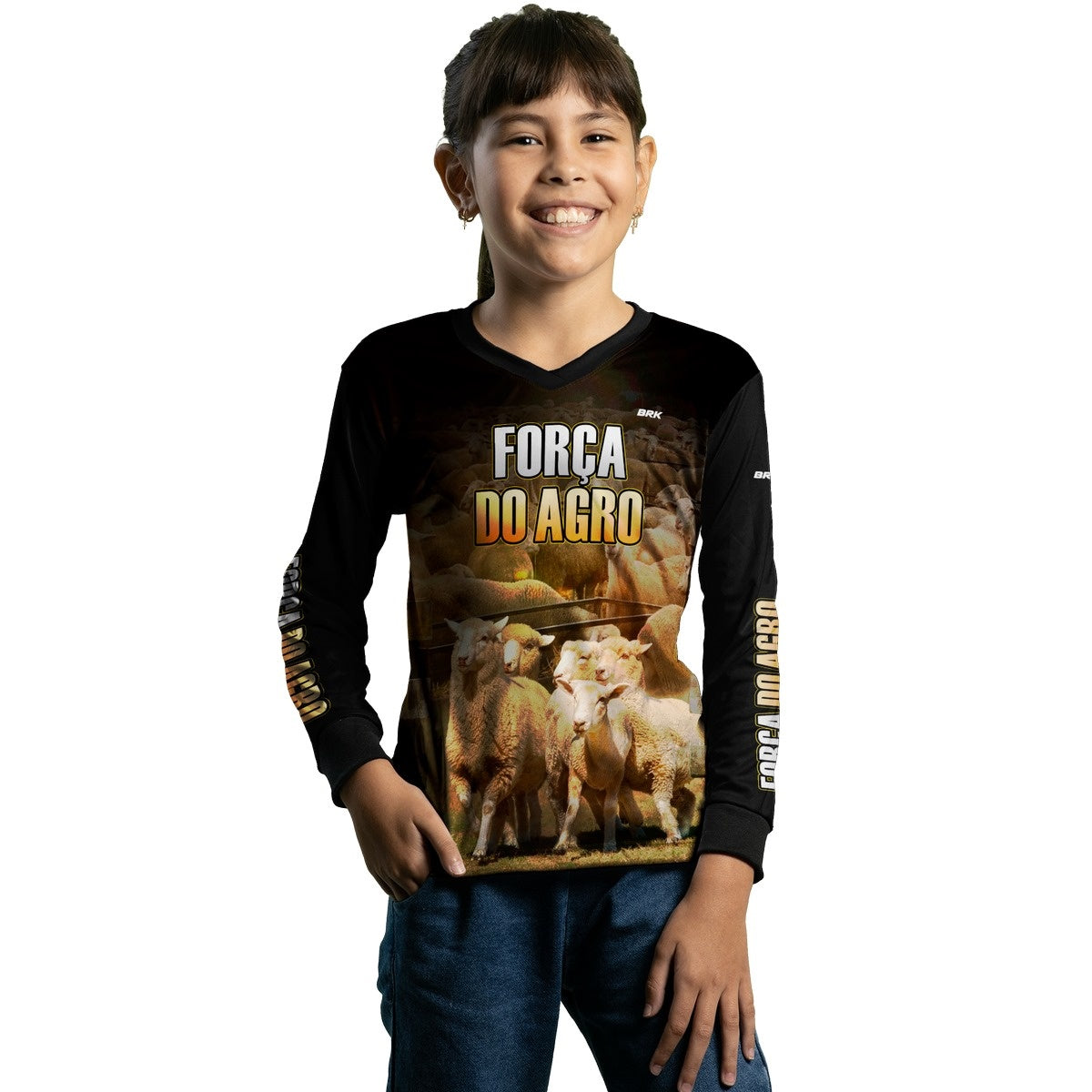 Camisa Infantil Agro Brk A Força do Agro Produtor de Ovinos com UV50+