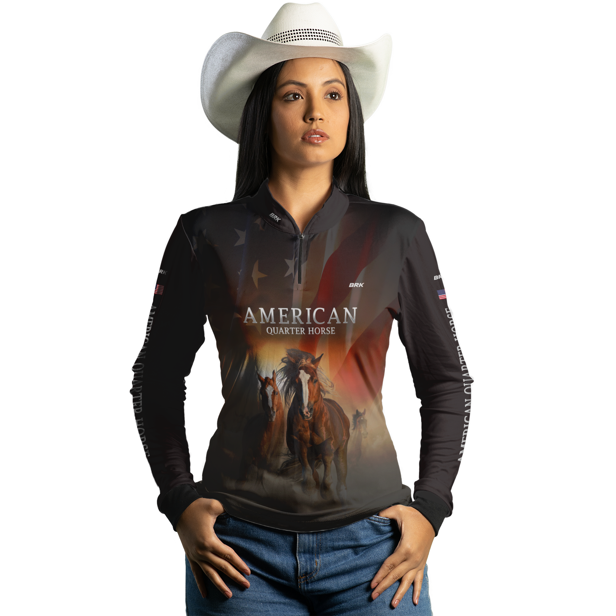 Camisa Agro Brk Quarto de Milha Preta com Proteção Solar UV50+