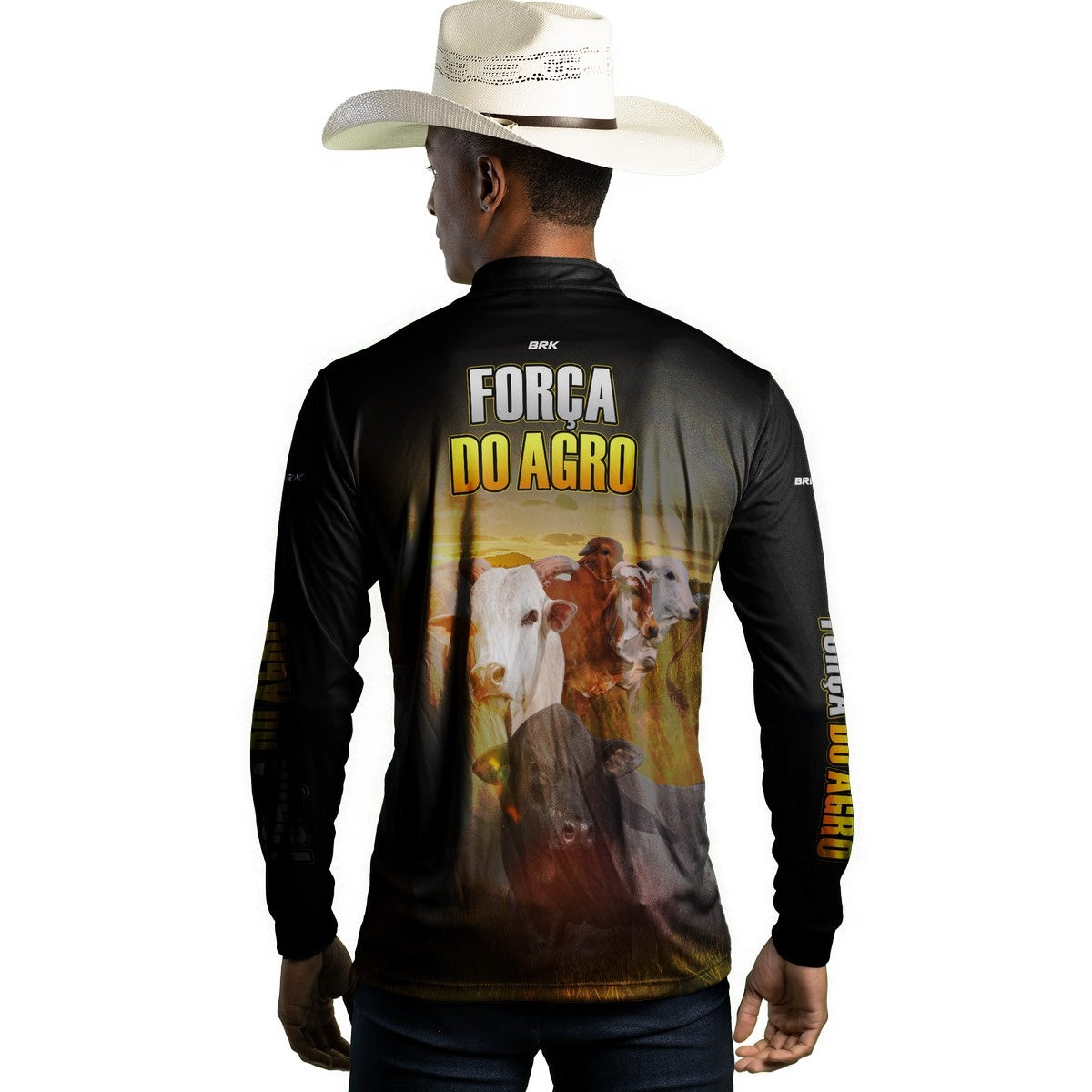 Camisa Agro Brk A Força do Agro Produtor de Bois com Proteção Solar UV50+