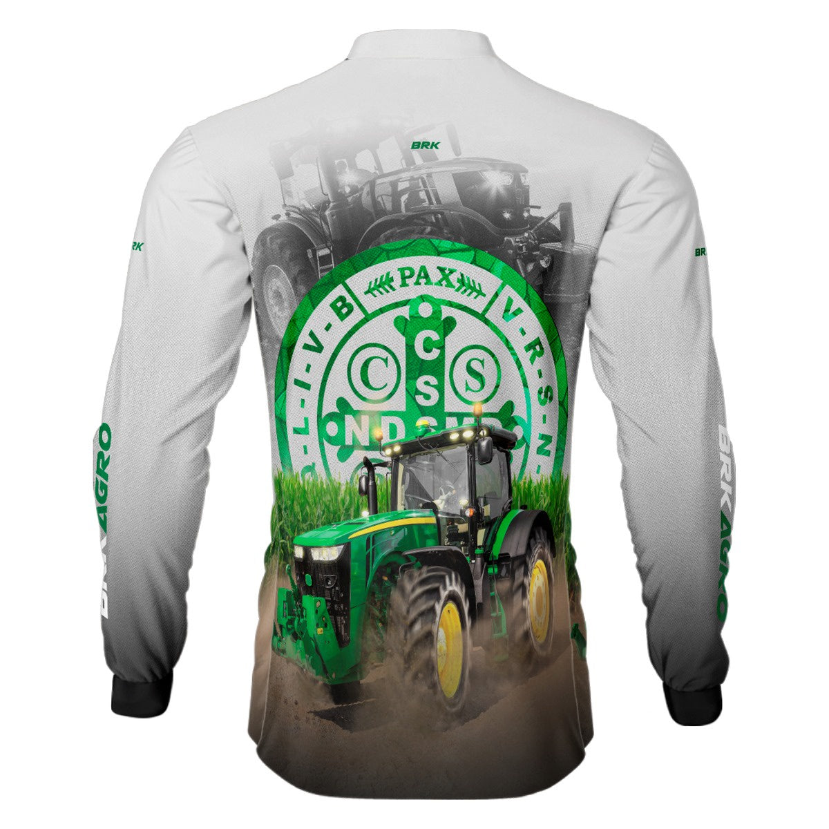 Camisa Agro Brk Trator São Bento Branca com Proteção Solar UV50+