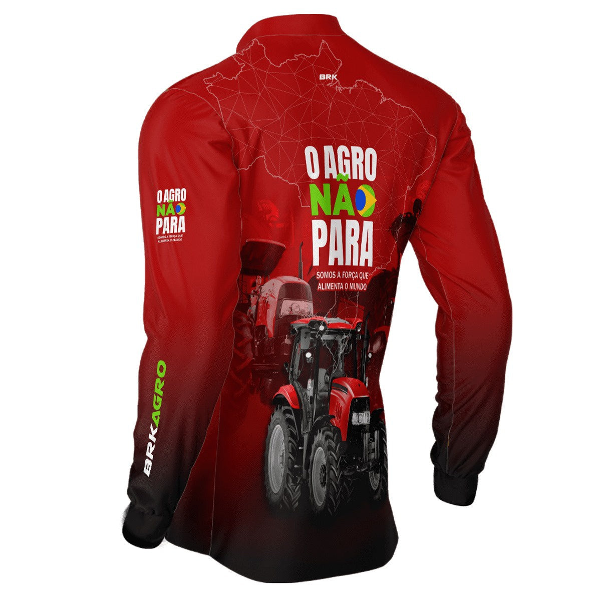 Camisa Agro Brk Vermelha O Agro Não Para com Proteção Solar UV50+